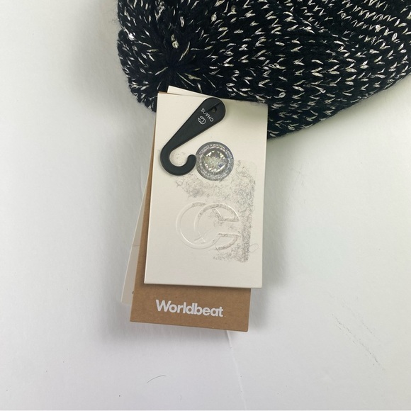 Chaos Worldbeat Tori Black Beanie with Silver and Sequin Details - Picture 6 of 7